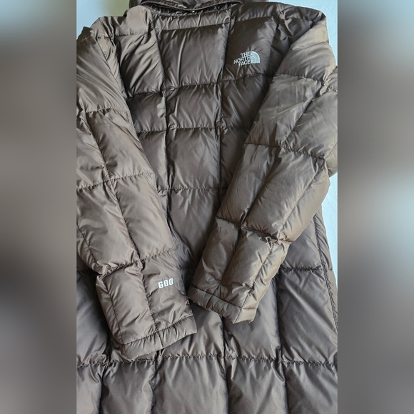 The North Face Chocolate Brown Quilted Jacket 600 Fill After Ski Party Wear Warm - Picture 12 of 13